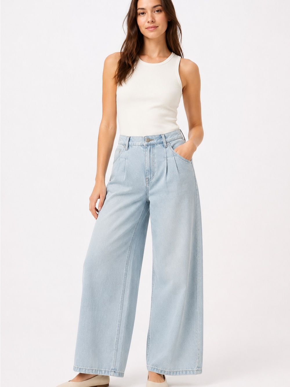 Madewell The Harlow Wide-Leg Trouser Jeans Size 27 Light Wash